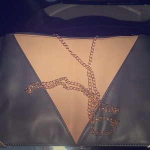 Large clutch with gold strap